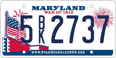 MD license plate 5BK2737