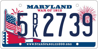 MD license plate 5BK2739