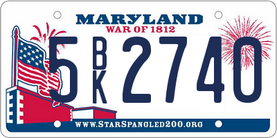 MD license plate 5BK2740