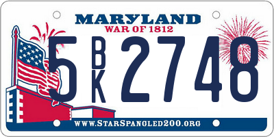 MD license plate 5BK2748