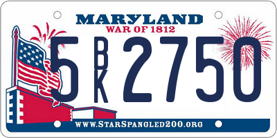 MD license plate 5BK2750