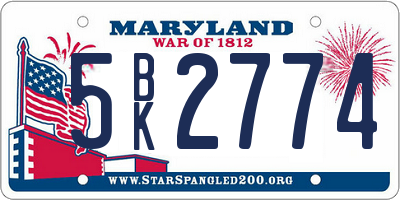 MD license plate 5BK2774
