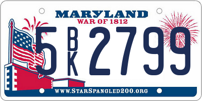 MD license plate 5BK2799
