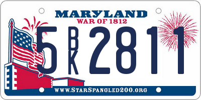 MD license plate 5BK2811