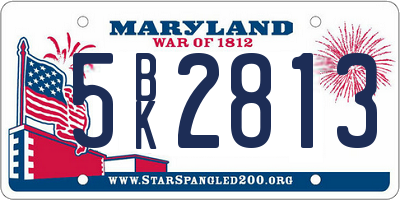 MD license plate 5BK2813