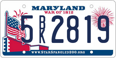 MD license plate 5BK2819
