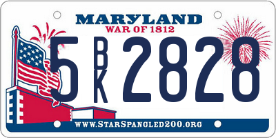 MD license plate 5BK2828