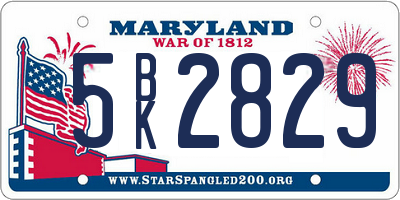 MD license plate 5BK2829