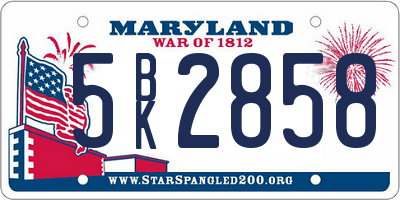 MD license plate 5BK2858