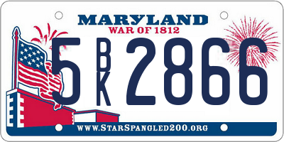 MD license plate 5BK2866