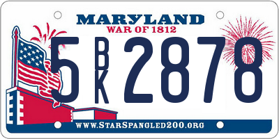MD license plate 5BK2878
