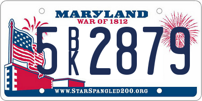 MD license plate 5BK2879