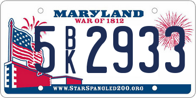 MD license plate 5BK2933
