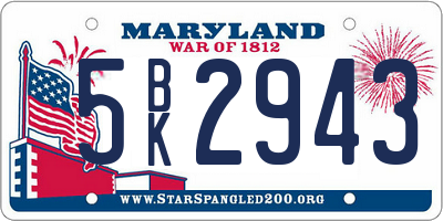 MD license plate 5BK2943