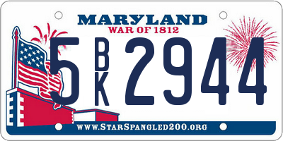 MD license plate 5BK2944