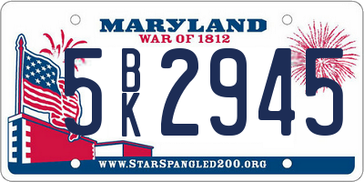 MD license plate 5BK2945
