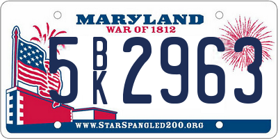 MD license plate 5BK2963