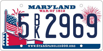 MD license plate 5BK2969