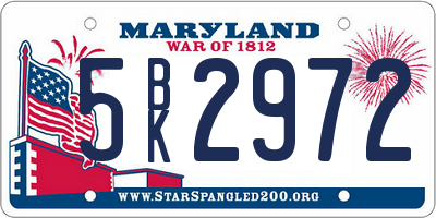 MD license plate 5BK2972