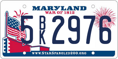 MD license plate 5BK2976