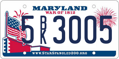MD license plate 5BK3005