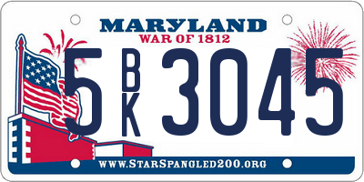 MD license plate 5BK3045