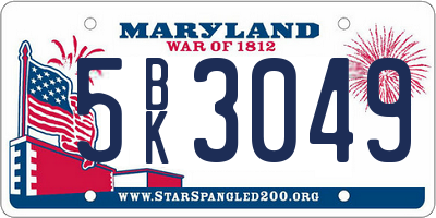 MD license plate 5BK3049