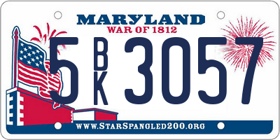 MD license plate 5BK3057