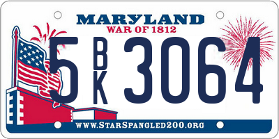 MD license plate 5BK3064