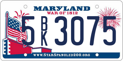 MD license plate 5BK3075