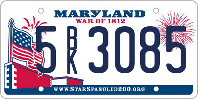 MD license plate 5BK3085