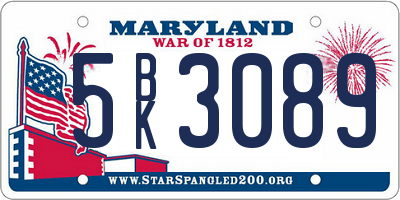 MD license plate 5BK3089