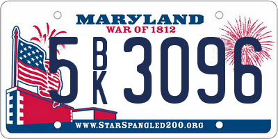 MD license plate 5BK3096