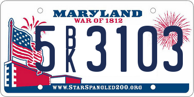 MD license plate 5BK3103