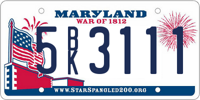 MD license plate 5BK3111