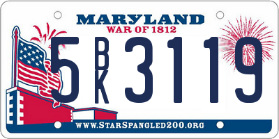 MD license plate 5BK3119