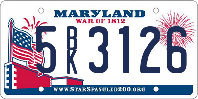 MD license plate 5BK3126