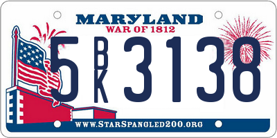 MD license plate 5BK3138