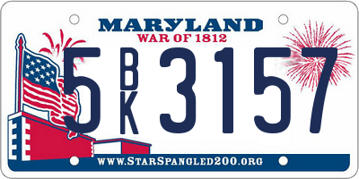 MD license plate 5BK3157