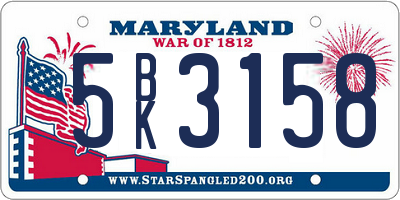 MD license plate 5BK3158