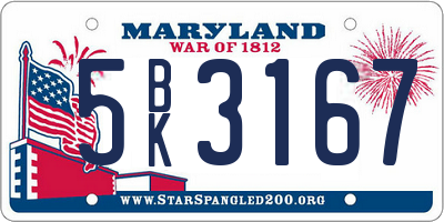 MD license plate 5BK3167