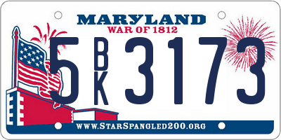 MD license plate 5BK3173