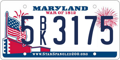 MD license plate 5BK3175