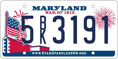 MD license plate 5BK3191