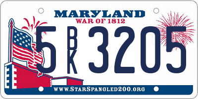 MD license plate 5BK3205