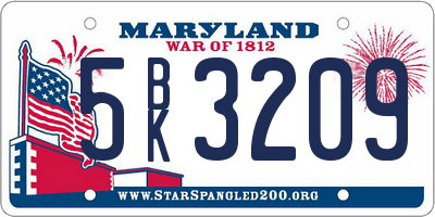 MD license plate 5BK3209