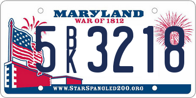 MD license plate 5BK3218