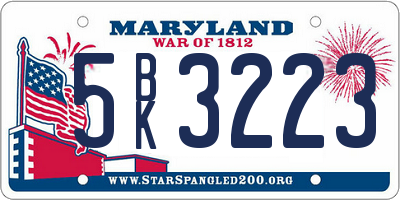MD license plate 5BK3223