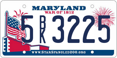 MD license plate 5BK3225
