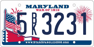 MD license plate 5BK3231
